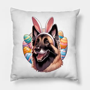 Belgian Laekenois Celebrates Easter with Bunny Ears Pillow