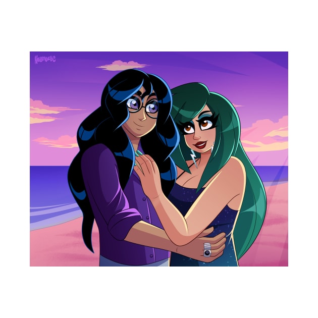 Deimos and Ivy at the beach by Helladelic