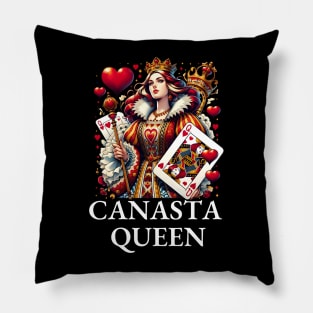 Royal Flush: Canasta Queen of Hearts Card Pillow