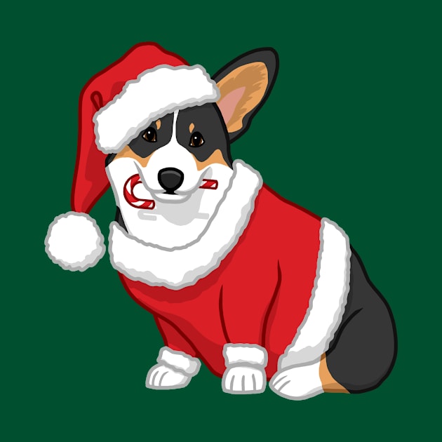 Cute Tricolor Corgi in Santa Christmas Costume by csforest