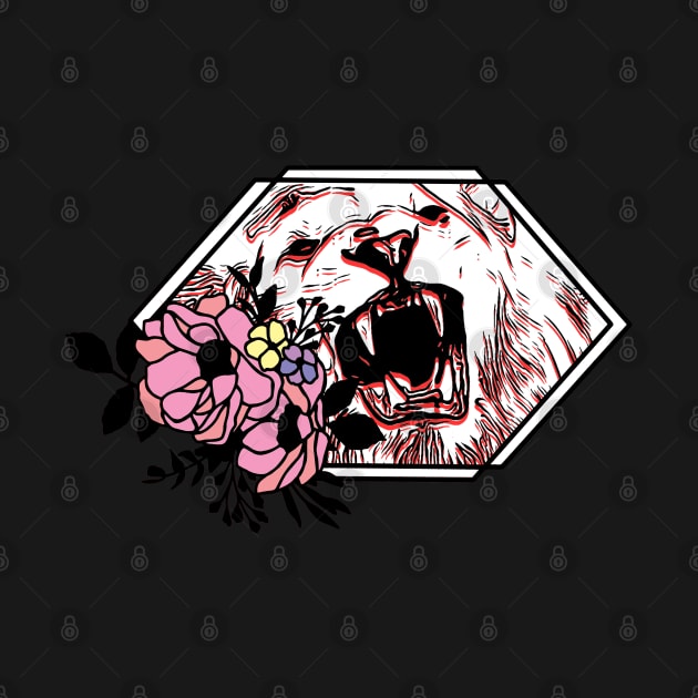 Geometric Lion Floral Rage by aaallsmiles