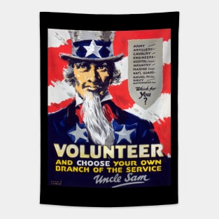 WWI Volunteer For Service Advertisement With Uncle Sam Restored Print Tapestry