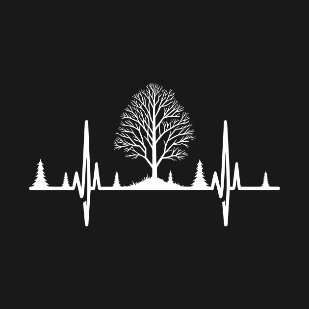 Nature & Tree Heartbeat EKG with Trees Line Art by DefineWear