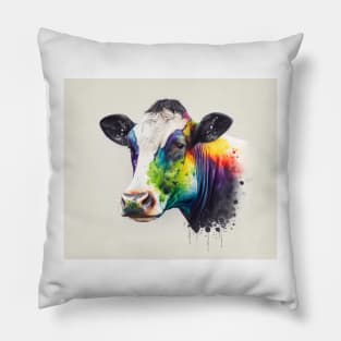 Cow Watercolour Painting Pillow