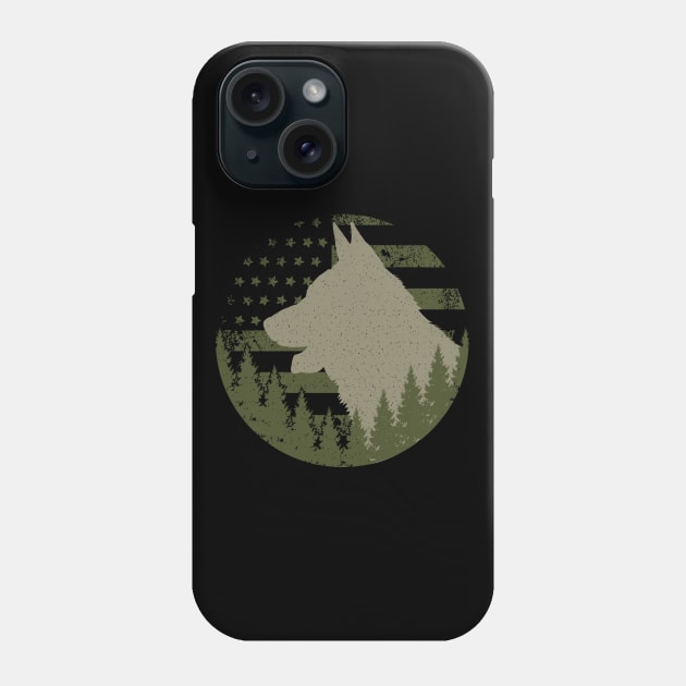 German Shepherd American Flag Phone Case by Tesszero