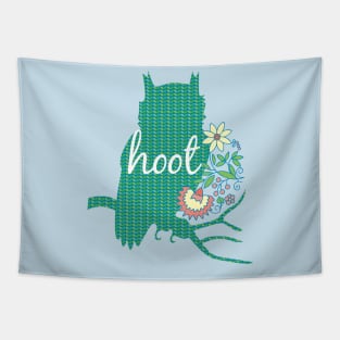 Owl Flowers Scandinavian Hoot type Tapestry