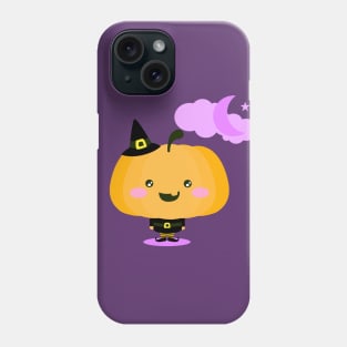 Halloween pumpkin in witch costume Phone Case