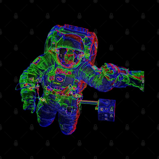 NASA Astronaut in Blue, Green and Red Colors by The Black Panther