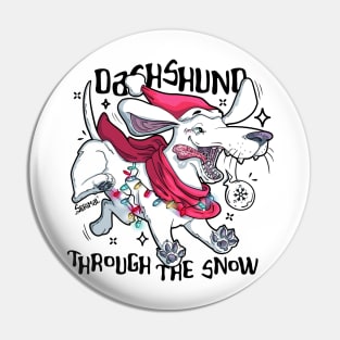 Dachshund through the snow Christmas pun Pin