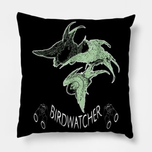 Bird Watching T-Shirt - Vintage Birdwatcher Illustration Pillow