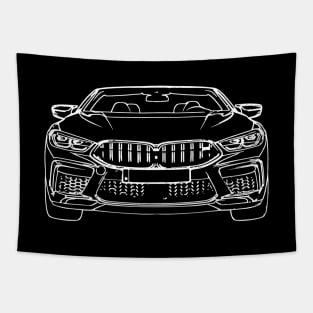 White M8 Car Sketch Art Tapestry