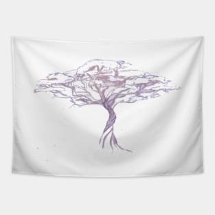 Quiet Acacia Zen Tree , Earthy African Bonsai Peace Lavendar Purple Tapestry