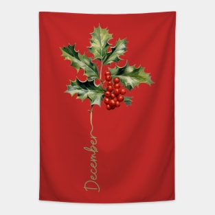 Holly - Birth Month Flower for December Tapestry