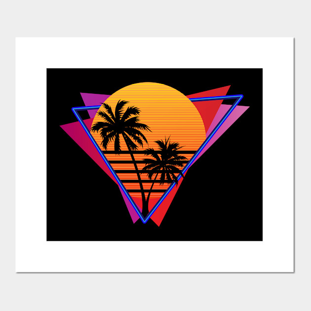 80s Inspired Synthwave Sun Design Retrofuture Plakat I Druk Artystyczny Teepublic Pl