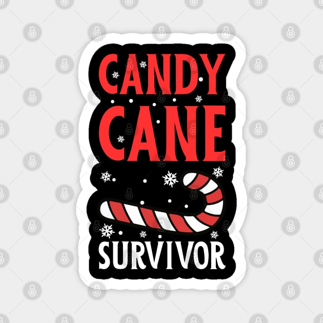 Candy Cane Survivor with Snowflakes Magnet by Creatifly Graphic Tees