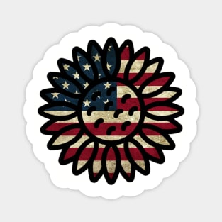 American Flag Sunflower Magnet