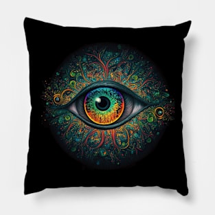 Psychedelic all seeing eye v2 round Pillow