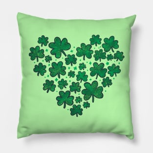 Green Shamrock Heart Pillow