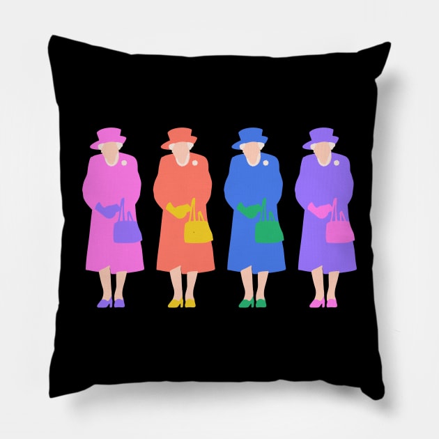 Queen Elizabeth T Shirt Pop Art - Rainbow Queen of England Pillow by PUFFYP