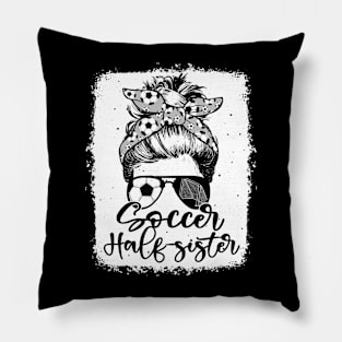 Soccer Half Sister Vintage Leopard Messy Bun Bleached Pillow