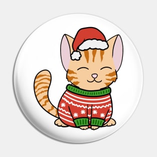 Christmas Sweater Orange Tabby Cat Pin