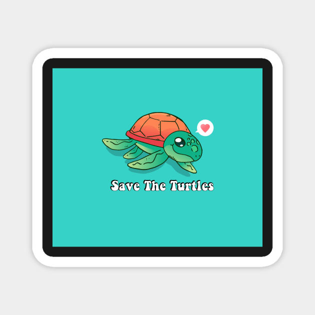 Save The Turtles Cute Sea Life Turtle Animal Social Distancing FaceMask Magnet by gillys