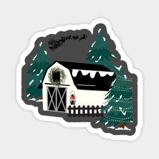 Winter Barn Scene Magnet