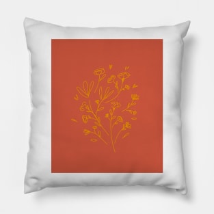 Vintage flowers line art Pillow