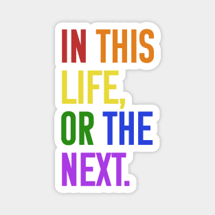 In this life or the next (rainbow text) Magnet