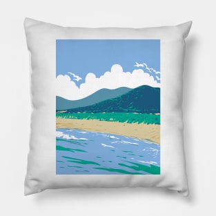 Praia da Joaquina Beach of Florianopolis or Floripa Santa Catarina Brazil WPA Art Deco Poster Pillow