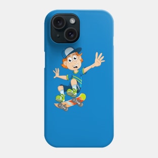 Colourful illustration of a boy on a skateboard. Phone Case