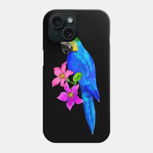 watercolor macaw gold blue Phone Case