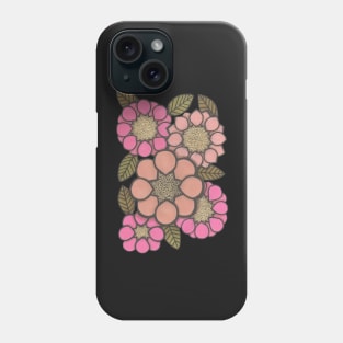 Flower Power, pink and green, retro florals Phone Case