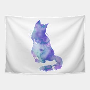 Lilac Cat Watercolor Painting Tapestry