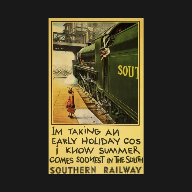 Early Summer Holiday Southern Railway Vintage Steam Train by vintageposters