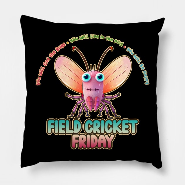 Field Cricket Friday Kawaii Bug Buffet Pillow by DanielLiamGill