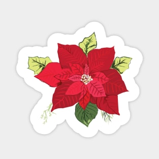 Christmas Star Poinsettia Flower Magnet