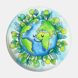 Mother earth Watercolor Pin