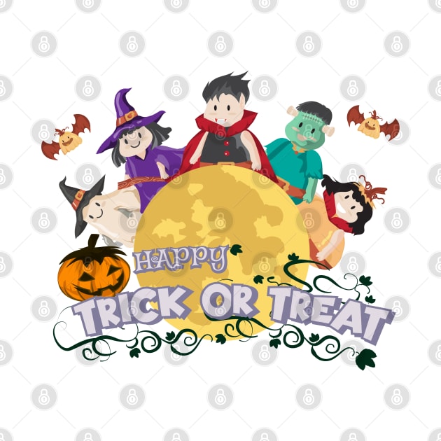 Cute cartoon Happy Halloween.Trick or Treat. by Longgilbert