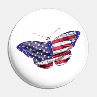 Butterfly American Flag Pin