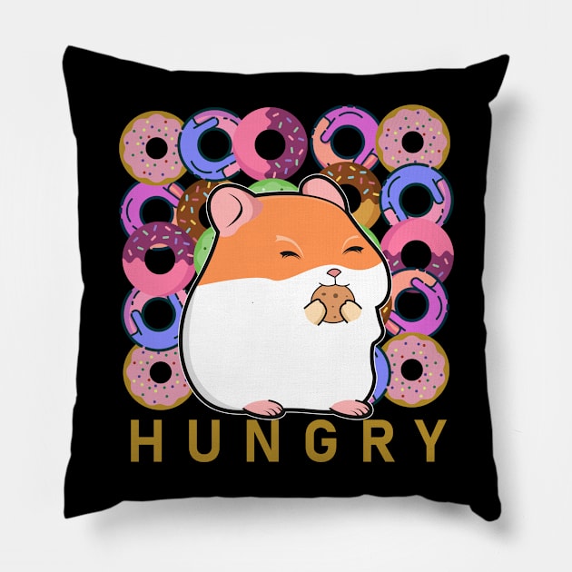 Hamster Donut Funny Pillow by Imutobi