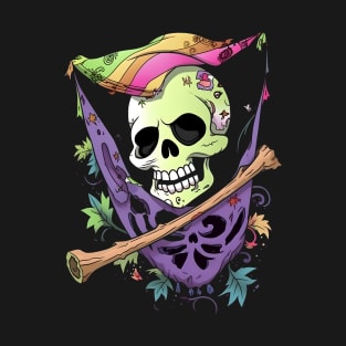 Vibrant Pirate Skull And Bones T-Shirt