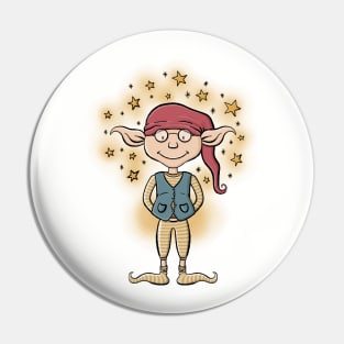 Magical Podgy Elf Digital Illustration Pin