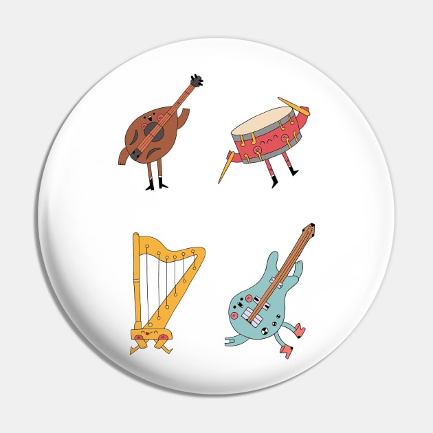 Funny Musical Instrument, Music Instrument Pin by Lapiiin's Cute Sticker