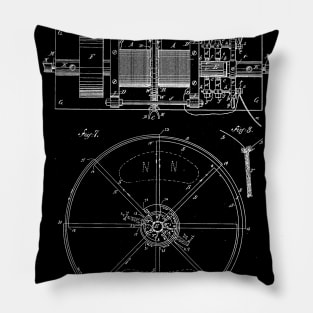 Dynamo Electric Machine Vintage Patent Hand Drawing Pillow