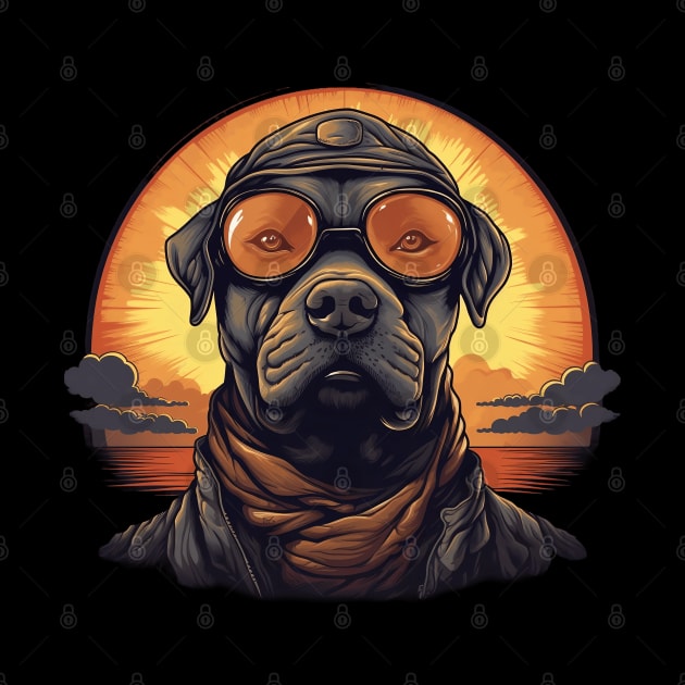 Black Pitbull Dog Funny Pilot by origato