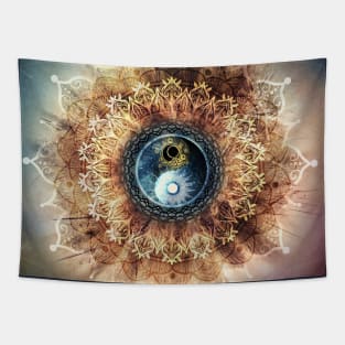 Mandala radiant yin yang Tapestry