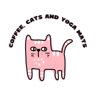 Coffee cats and yoga mats funny yoga and cat drawing T-Shirt