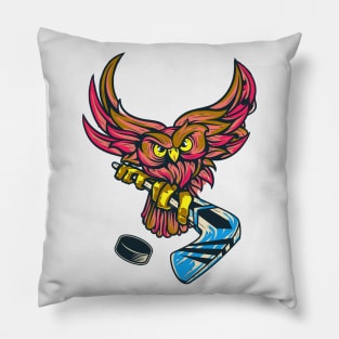 Ice Hockey Owl Pillow