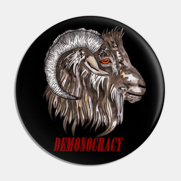 Satanic goat Demonocracy Pin by deadblackpony